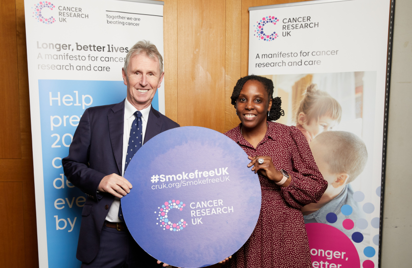 Nigel Evans MP pictured at a Cancer Research UK Drop In 