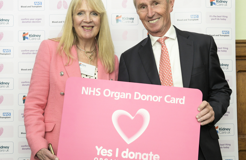 Pictured is Nigel Evans with Fiona Loud, Director of Policy at Kidney Care