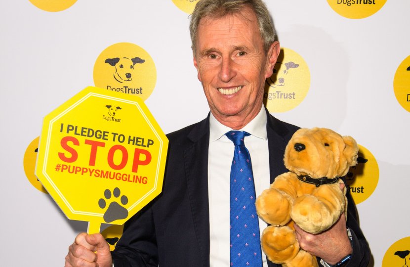 Nigel Evans Photographed at the Puppy Smuggling Dogs Trust Event