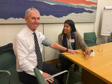 Nigel Evans MP Photographed receiving his free blood pressure check